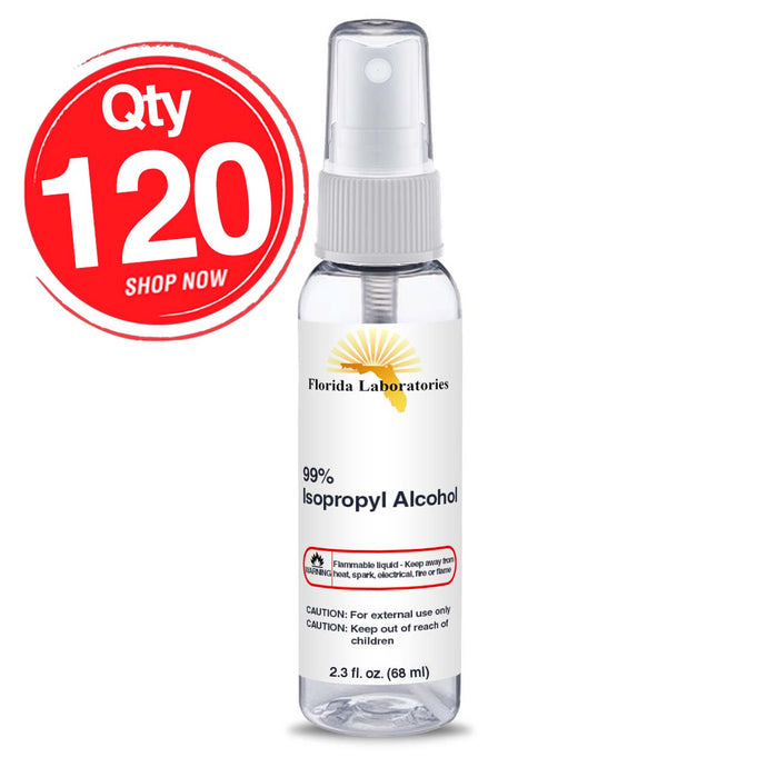 Isopropyl Alcohol 99% -  (120) 2.3 oz Spray Disinfectant Bottle - Isopropyl-Alcohol.Com