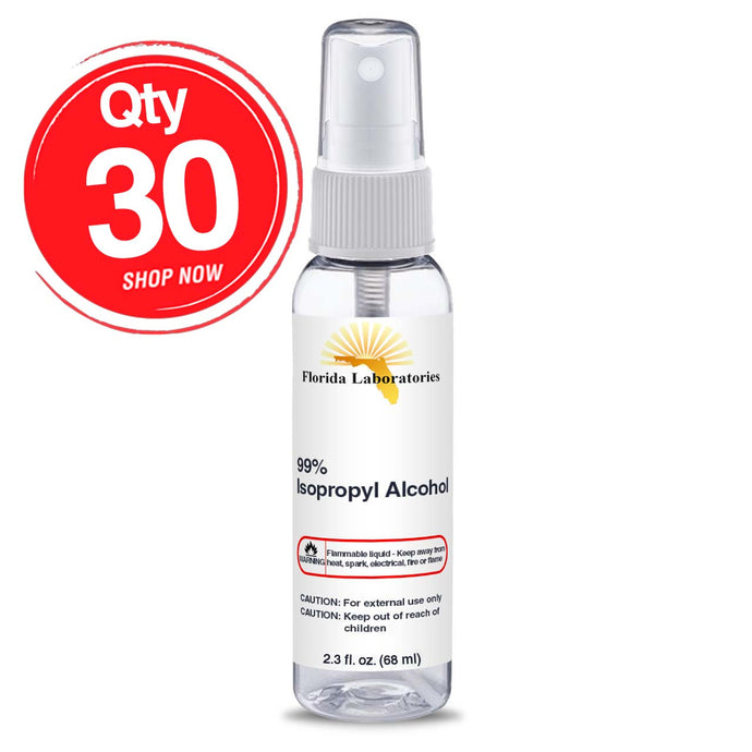 Isopropyl Alcohol 99% -  (30) 2.3 oz Spray Disinfectant Bottle - Isopropyl-Alcohol.Com