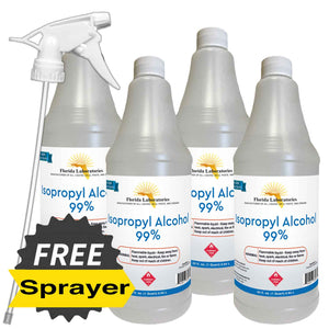 Isopropyl Alcohol 99% Anhydrous - 1 Gallon, Pack of 4 Quarts - Includes ONE Sprayer - Isopropyl-Alcohol.Com
