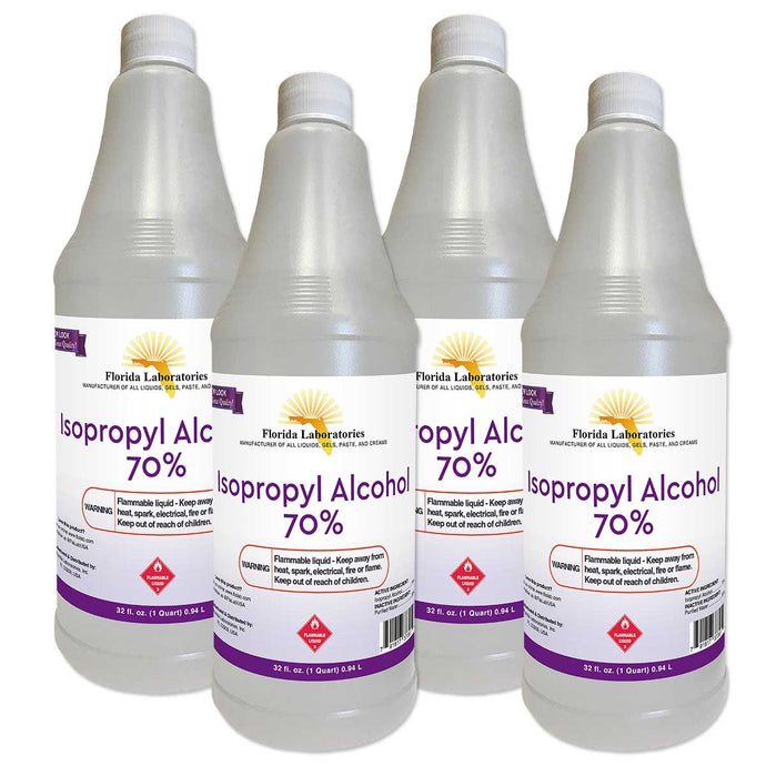Isopropyl Alcohol 70% Anhydrous 1 Gallon - Pack of 4 Quarts - Isopropyl-Alcohol.Com
