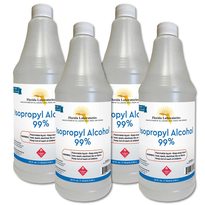 Isopropyl Alcohol 99% Anhydrous - 1 Gallon - Pack of 4 Quarts - Isopropyl-Alcohol.Com
