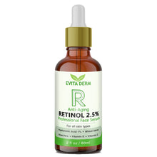 Load image into Gallery viewer, 2.5% Retinol Serum by Evita Derm 2 oz - With Hyaluronic Acid, Vitamin C &amp; E, Peptide and Aloe Vera - Isopropyl-Alcohol.Com