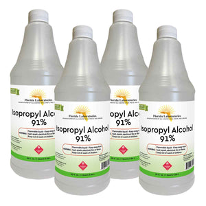 Isopropyl Alcohol 91% Anhydrous 1 Gallon - Pack of 4 Quarts - Isopropyl-Alcohol.Com